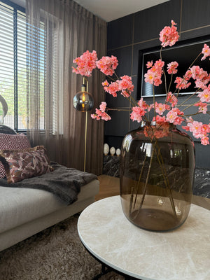 Kunstbloesem boeket peach perzik koraal in XL vaas