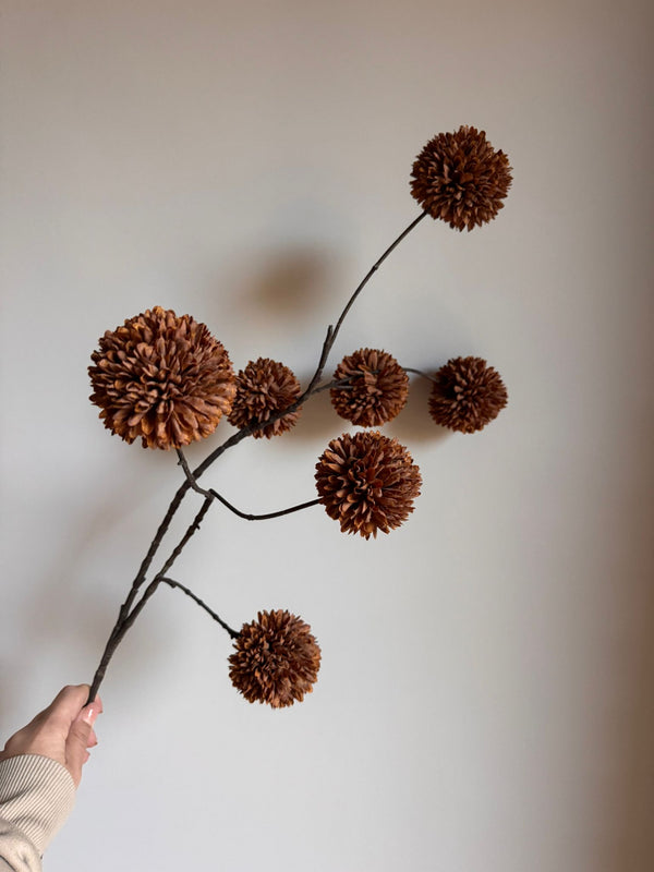 Kunstbloem Pom Pom Light Coffee