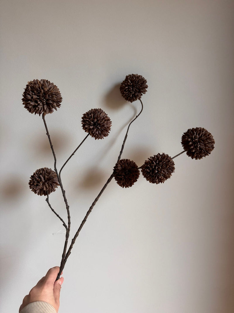 Kunstbloem Pom Pom Dark Coffee