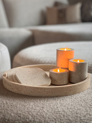 Travertine onderzetters Set van 4