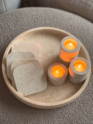 Travertine onderzetters Set van 4
