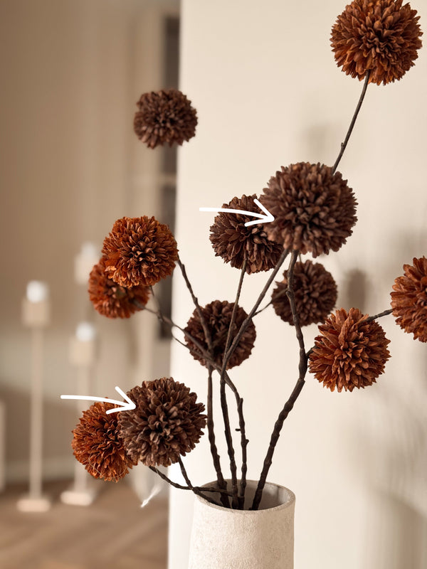 Kunstbloem Pom Pom Dark Coffee