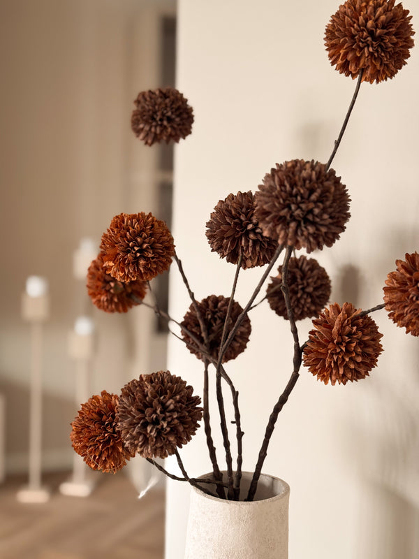Kunstbloem Pom Pom Dark Coffee