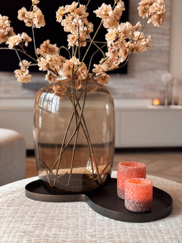 Champagne Glow Set | Shop the Look | Vase the World Artic M Taupe Vaas & Waxinelichtjes op Dienblad Villeta Bronze
