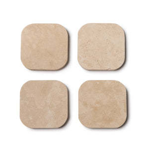 Travertine onderzetters Set van 4