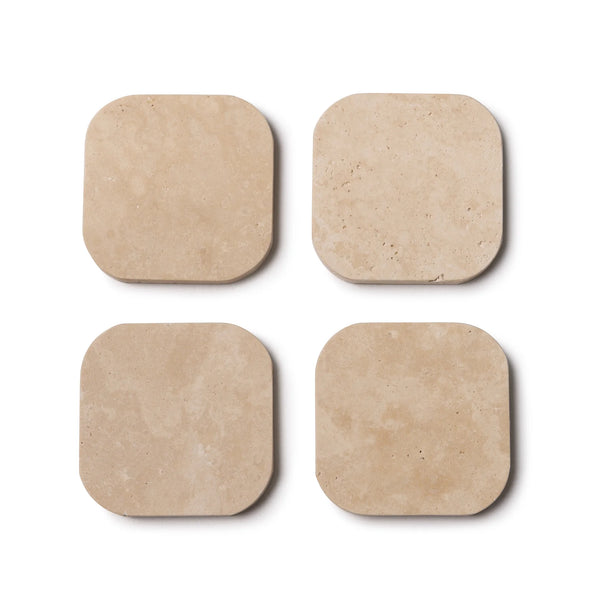 Travertine onderzetters Set van 4