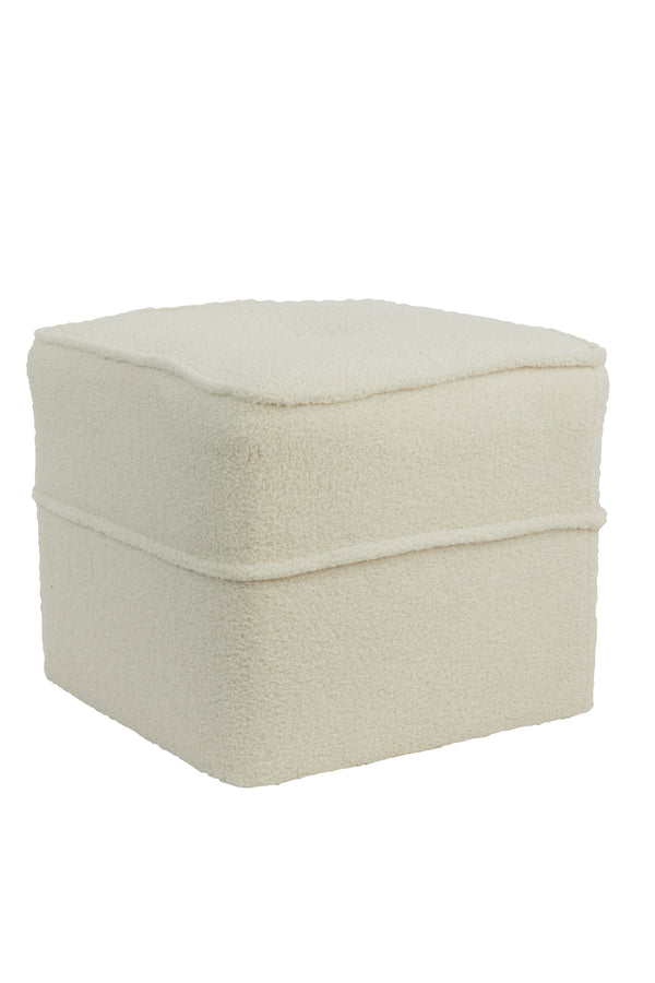 Pouf 40x40x35 cm KIKI teddy white Light & Living
