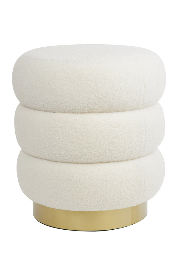 Pouf Ø40x45 cm KIMI teddy white+gold Light & Living