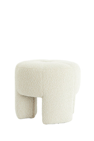 Pouf Ø51x45 cm BATOEMI bouclé cream Light & Living