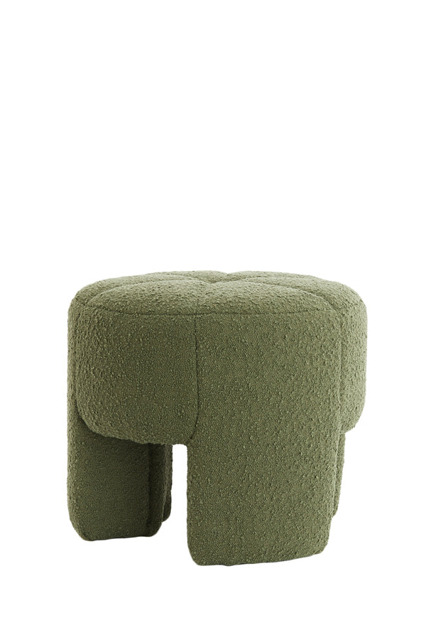 Pouf Ø51x45 cm BATOEMI bouclé dark green Light & Living