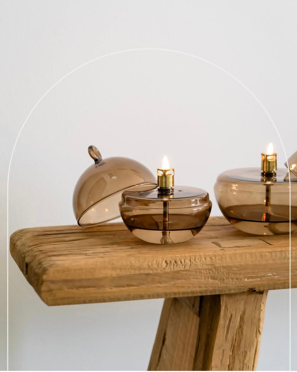 Olielamp Bol Champagne met dekseltje