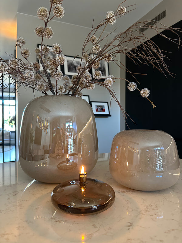 Set van 2 PTMD MEXX vazen met champagnekleurig olielampje Peri Living