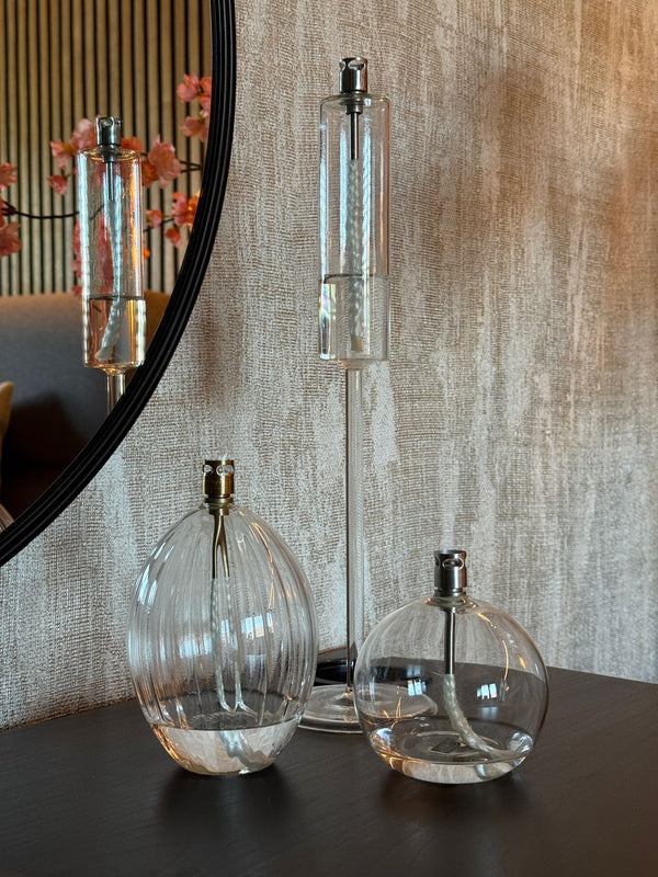 Set van 3 olielampjes helder glas