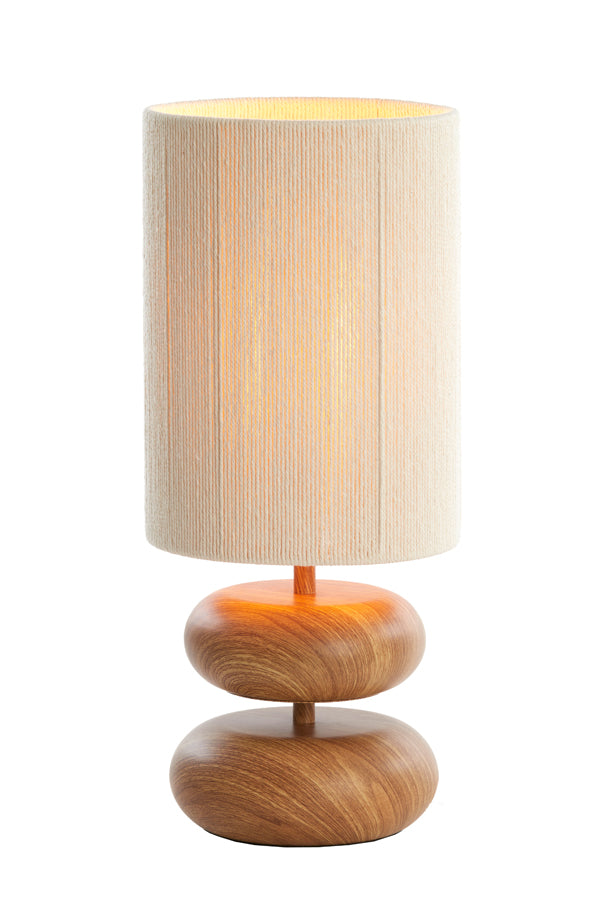 Tafellamp Wood Danialo print nat+rope cream Light&Living