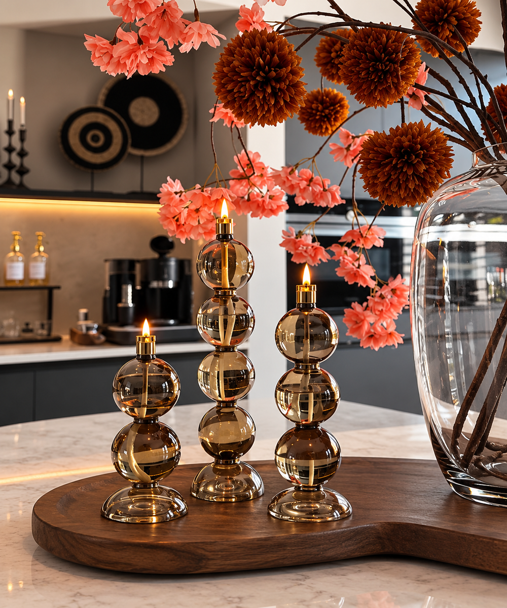 The Golden Touch | Shop the Look | Collier Champagne Glazen Olielampen Peri Living