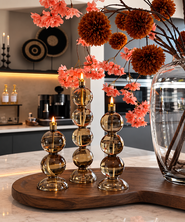 The Golden Touch | Shop the Look | Collier Champagne Glazen Olielampen Peri Living