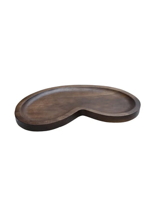 Vase The World Villeta kidney dienblad van hout in walnootkleur.