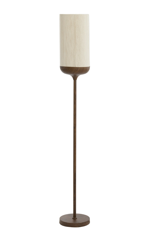 Vloer lamp Ø23x159 cm DANIA wood print d brown+rope cream Light&Living