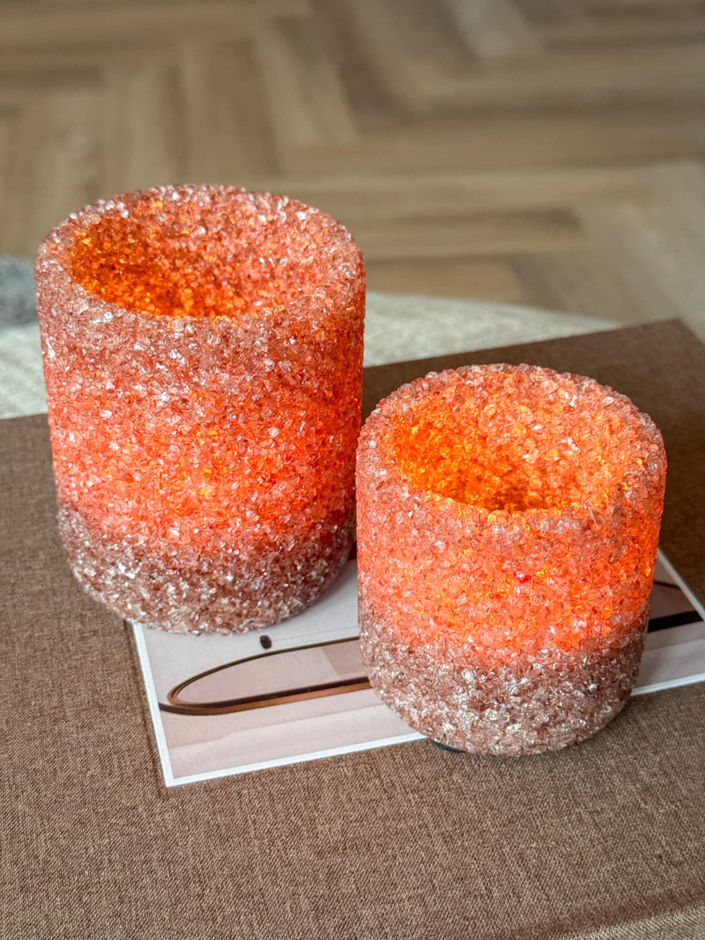 Theelicht Sparkle Set van 2 Light brown