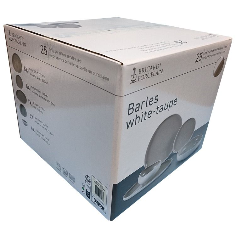 Bricard Barles serviesset | 25-delig voor 6 personen | Beige-wit