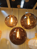 Hanglamp Magdala glas bruin+goud