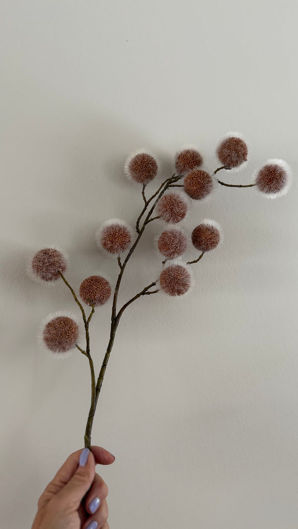 Kunstbloem Fluffy Pom Pom Coffee brown
