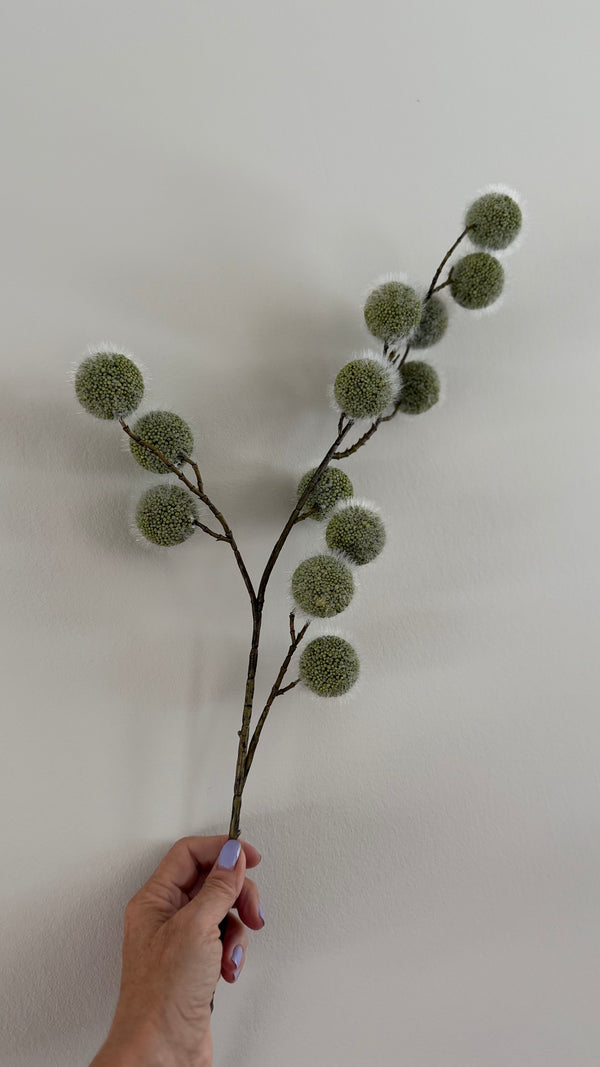 Kunstbloem Fluffy Pom Pom Soft green