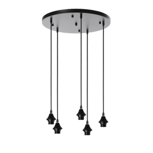 Mayson Mat zwart+Glas smoke 5 Lamps Compleet