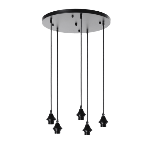 Mayson Mat zwart+Glas smoke 5 Lamps Compleet