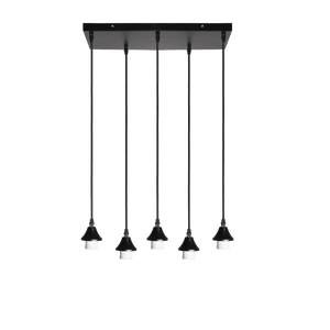 Mayson Mat zwart+Glas smoke 5 Lamps Compleet