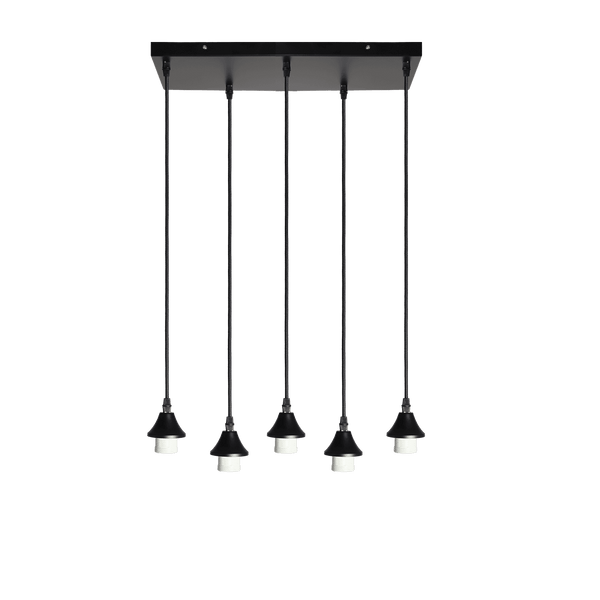 Mayson Mat zwart+Glas smoke 5 Lamps Compleet