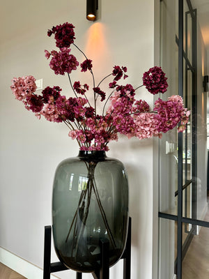 kunstbloesem boeket in paars roze kleuren in XL vaas