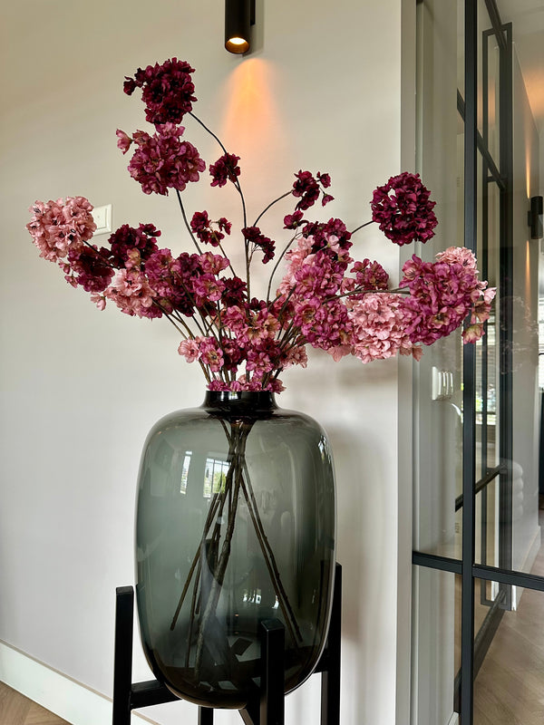 kunstbloesem boeket in paars roze kleuren in XL vaas