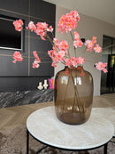 kunstbloesem boeket perzik koraal kleur in XL vaas