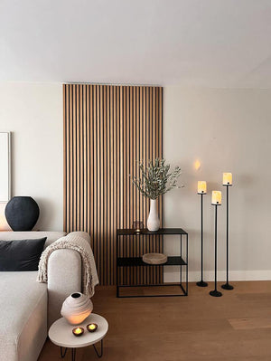 vloerkandelaren set van 3 zwart met witte led light candles