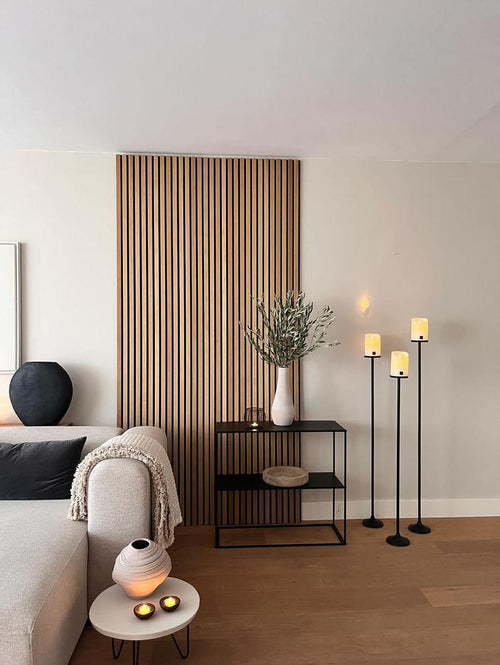 vloerkandelaren set van 3 zwart met witte led light candles