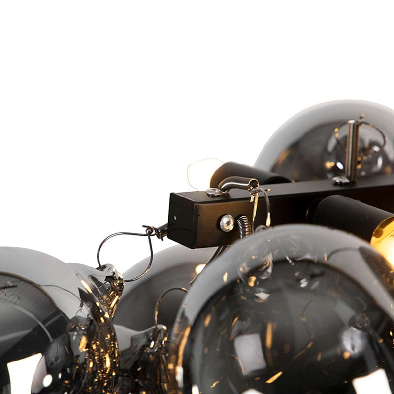 Design hanglamp zwart met smoke glas 8-lichts - Uvas