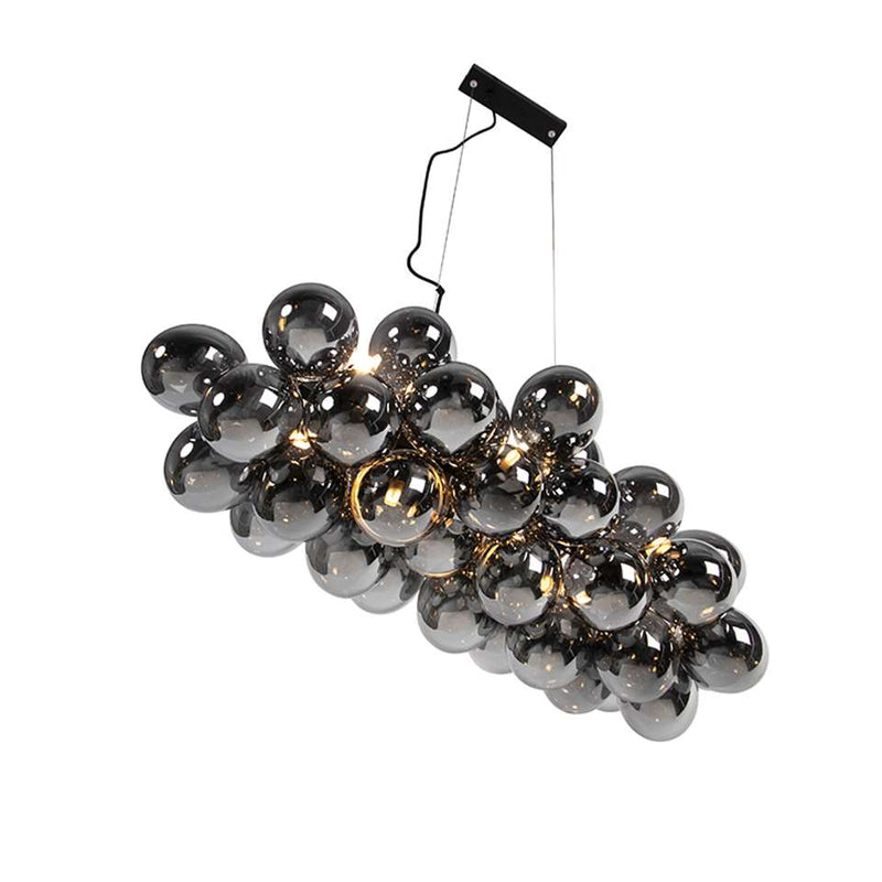 Design hanglamp zwart met smoke glas 8-lichts - Uvas