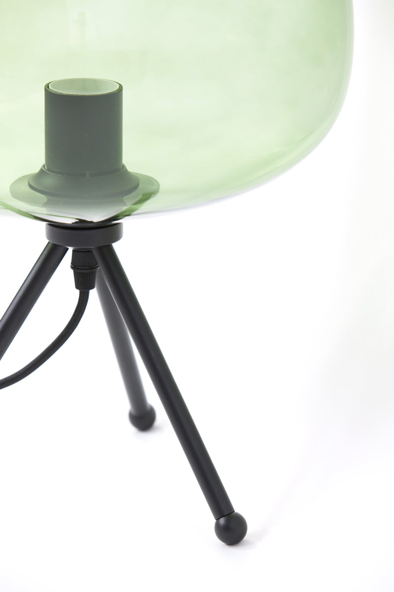 Tafellamp Mayson mat zwart+glas groen