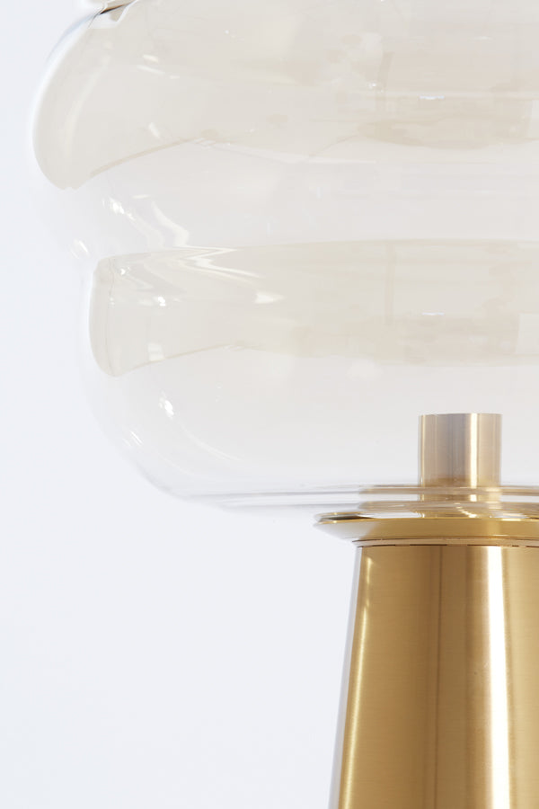 Tafellamp Misty Glas amber+goud
