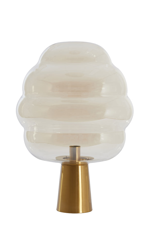 Tafellamp Misty Glas amber+goud