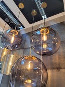 Hanglamp Magdala Glas lichtgrijs+goud