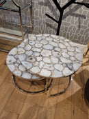 Coffeetable Agate Stone white Set van 2