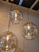 Hanglamp Medina Antiek brons-glas amber