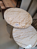 Bijzettafel S/2 Besot marmer bruin-goud