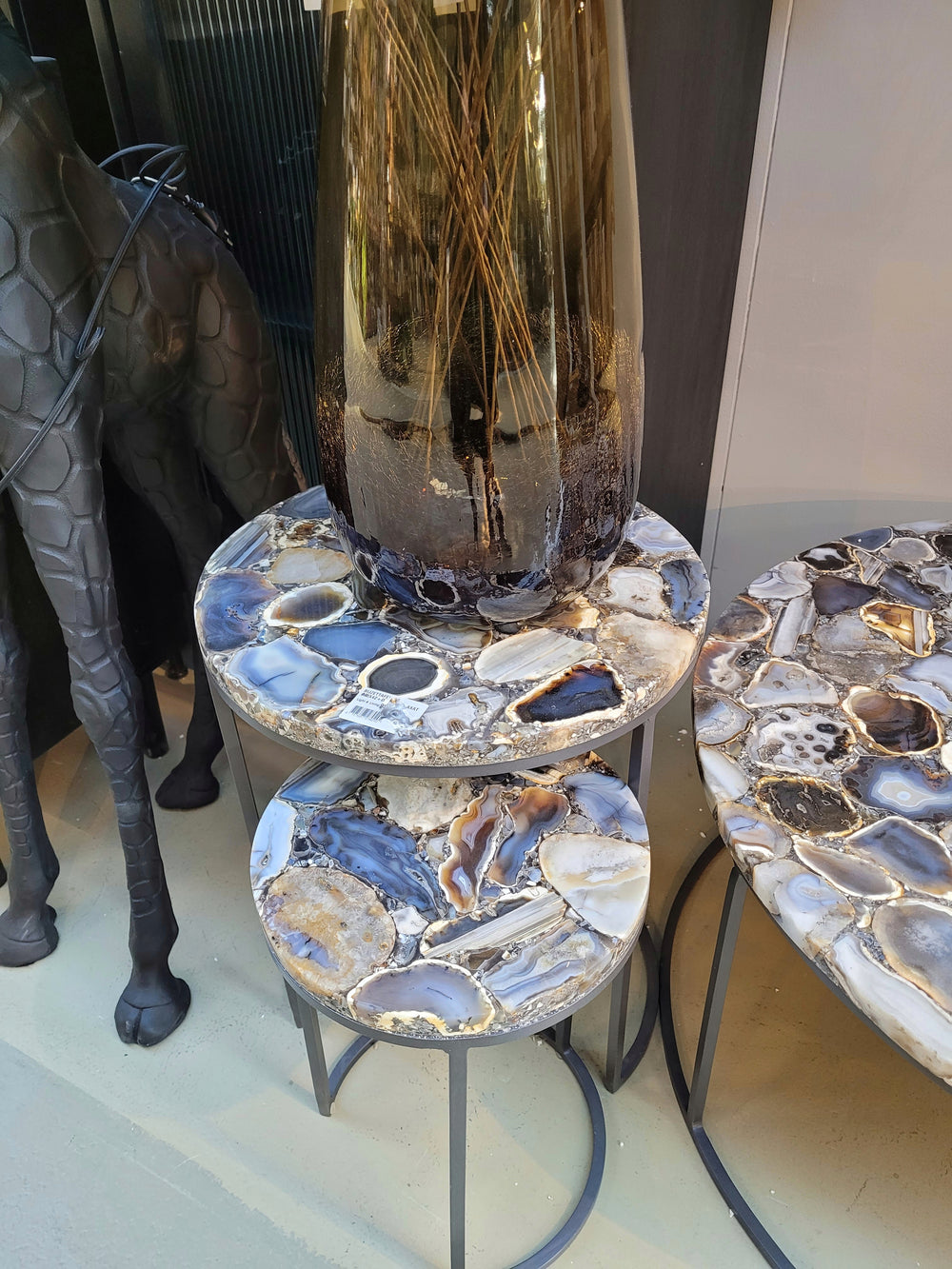 Bijzettafel S/2 Axat Agaat Bruin-zwart