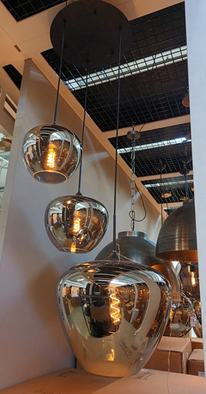 Hanglamp Mayson 3 Lamps Mat zwart+Glas smoke Compleet