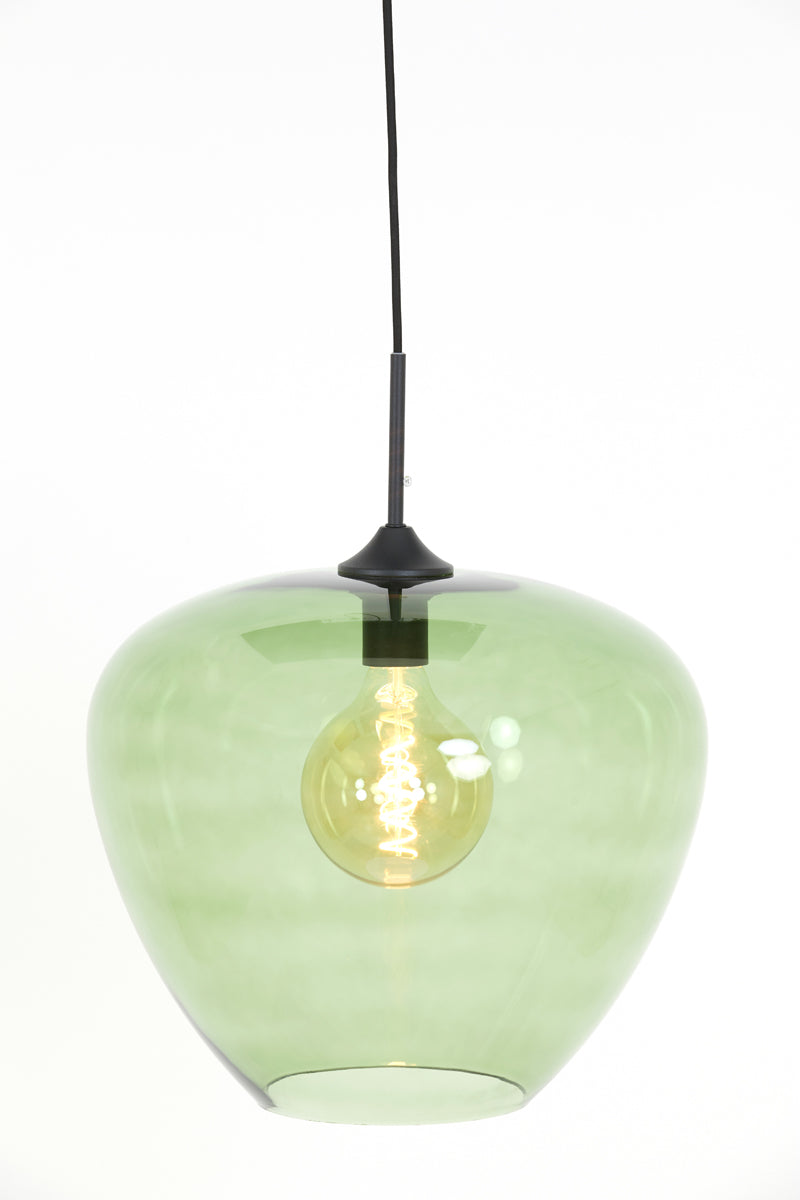 Hanglamp Mayson 1 lamps mat zwart+glas groen