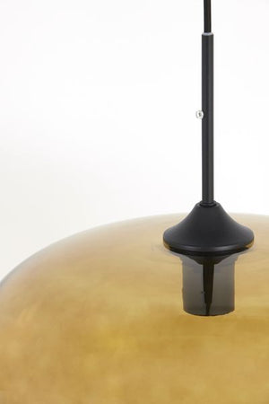 Hanglamp Mayson 10 lamps mat zwart+glas bruin