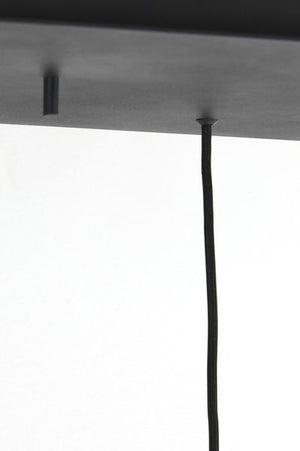 Hanglamp Mayson 10 lamps mat zwart+glas bruin